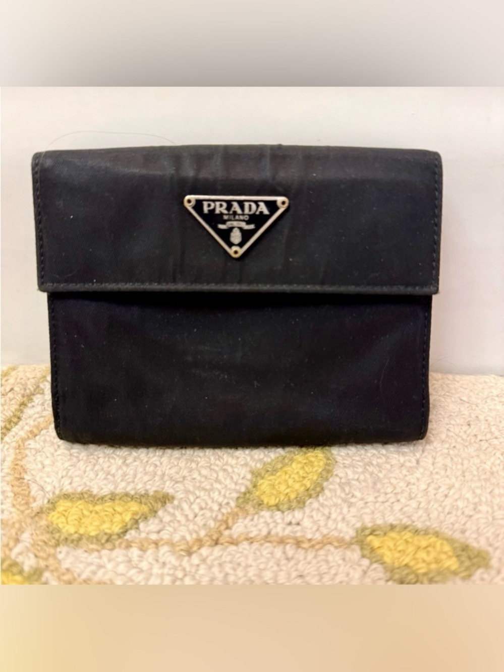 PRADA Unisex Tessuto Trifold Black Nylon Compact Wallet - Picture 1 of 16